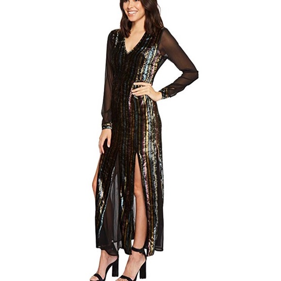 Romeo & Juliet Couture Velvet Chiffon Maxi Dress M - Picture 5 of 5